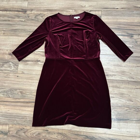 Charter Club Womens Velour Velvet Dress Size Large Petite Red Party Dress - Picture 1 of 10